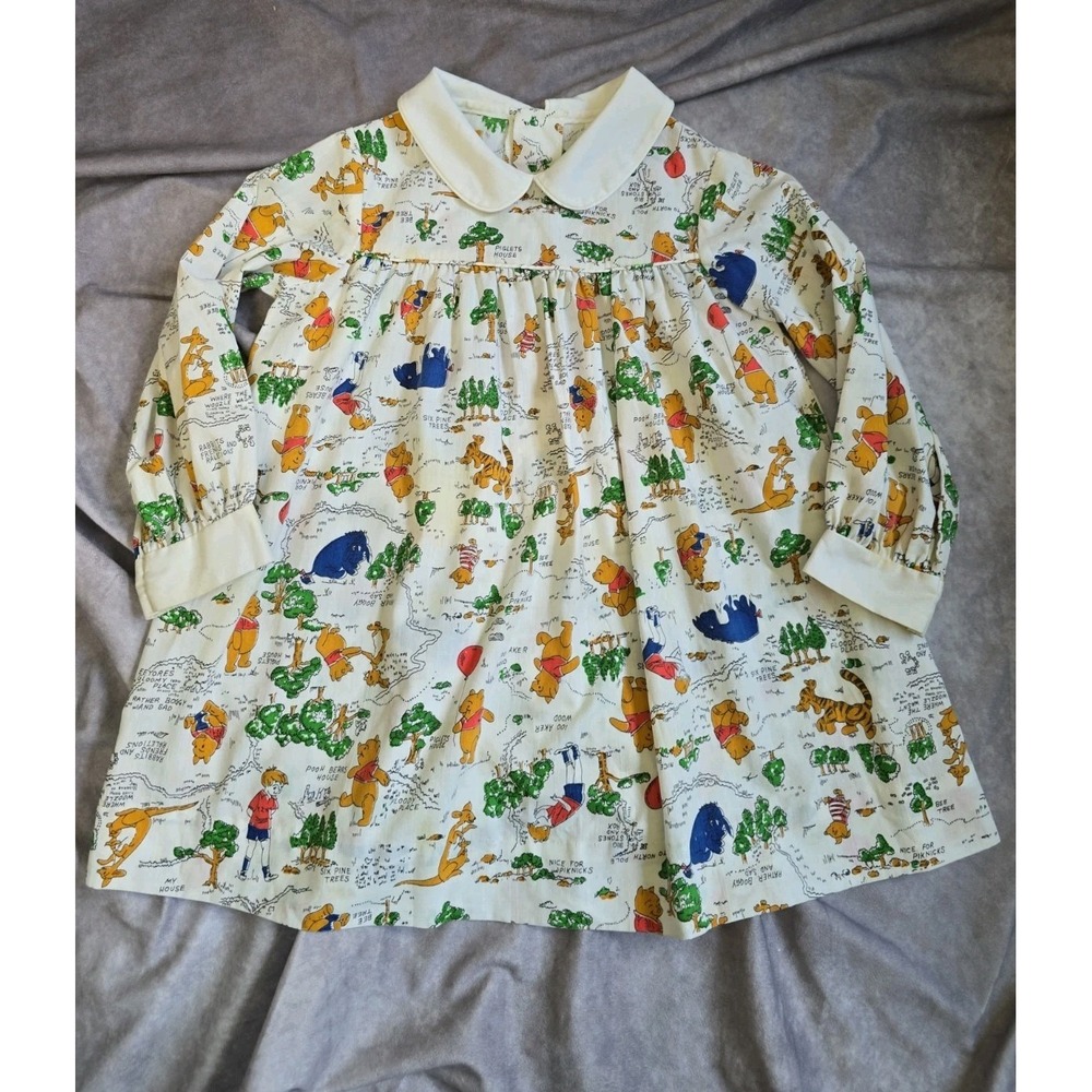 Vintage Winnie the Pooh Bear Dress 70s Sears 100 ACRE WOOD Size 6 Flaws